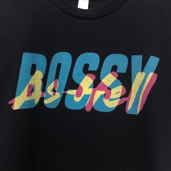 American Apparel BOSSY AS HELL Black T-Shirt Sleeve Small - Picture 3 of 5